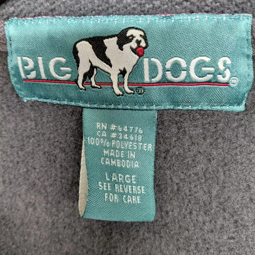 Vintage Big Dogs Full Zip Vest Oversize Mens Fits L XL 2XL Gray Knit Sweater 90s
